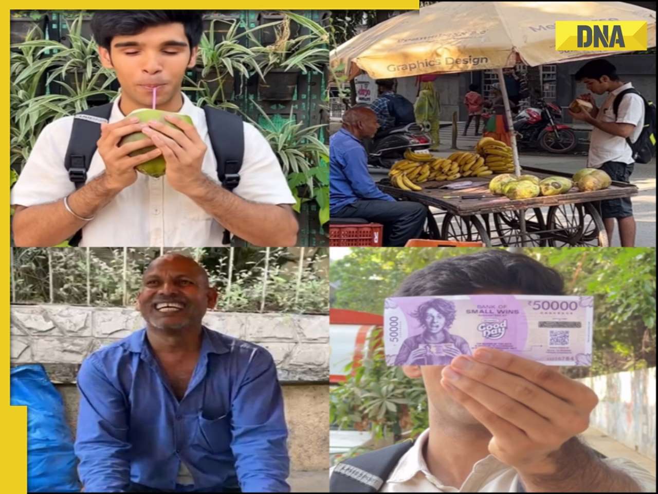 Mumbai creator pays Rs 50000 good day note to a coconut vendor
