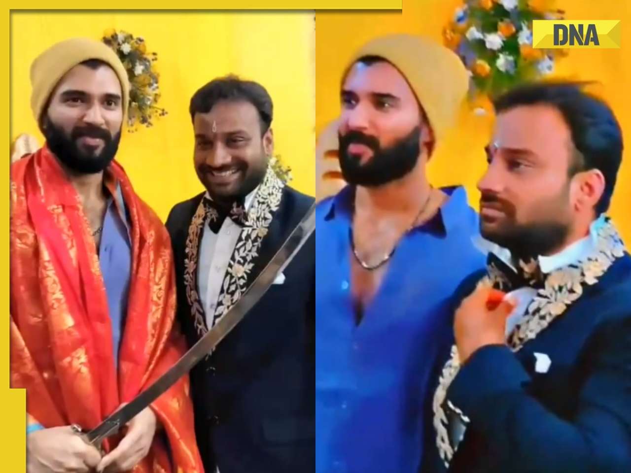 Watch: Vijay Deverakonda attends his security guard's wedding reception, poses with a sword