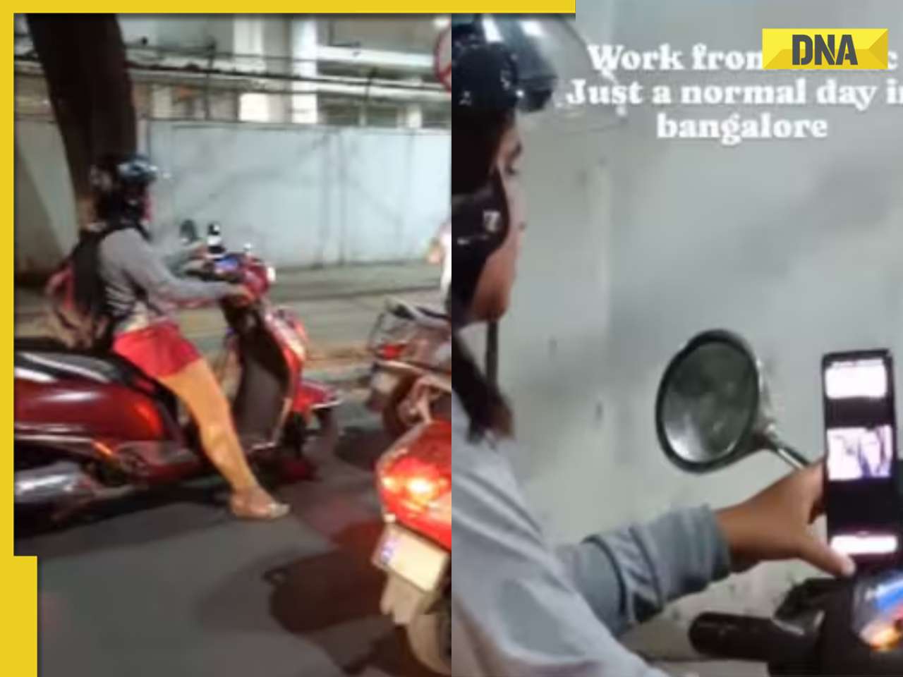 Woman attends online meeting on scooter while stuck in traffic, video goes viral