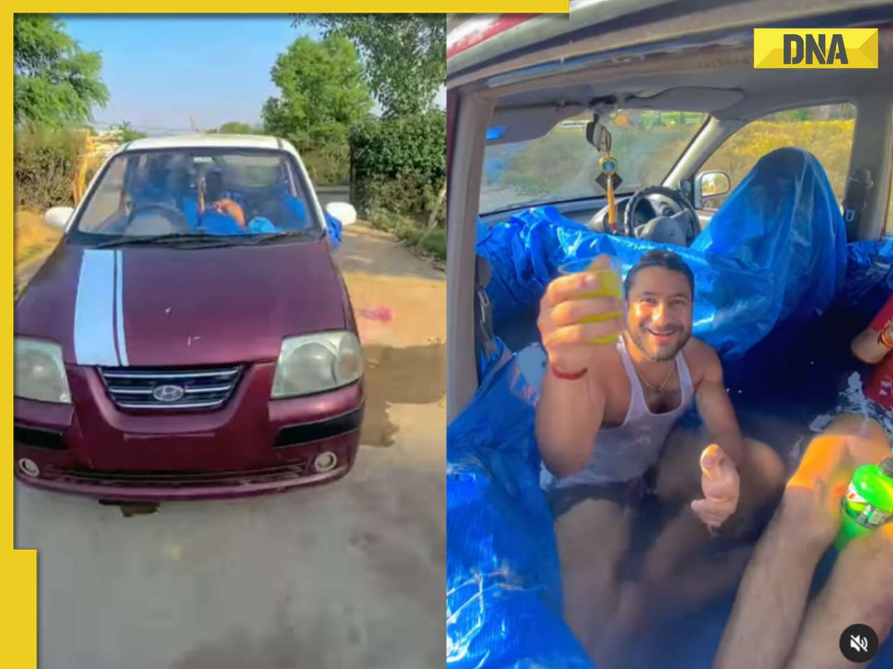 Viral video: Men turn car into mobile swimming pool, internet reacts