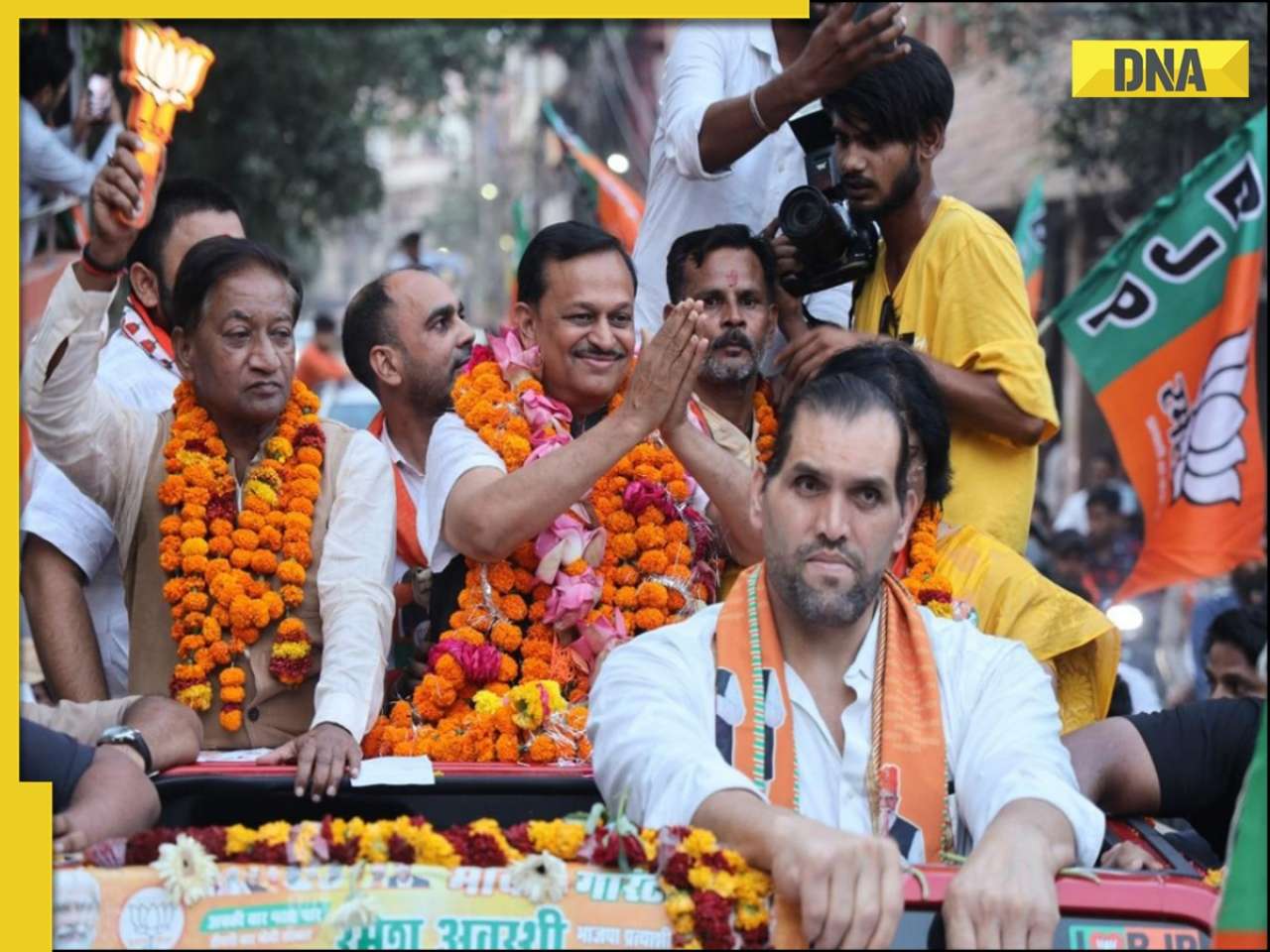 'Ramesh Awasthi Ke Samman Mein, Great Khali Maidaan Mein', top wresteler's road show for BJP candidate draws huge crowd