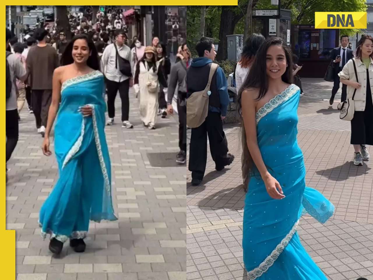 Woman walks on the streets of Tokyo in saree, viral video shows people’s reaction