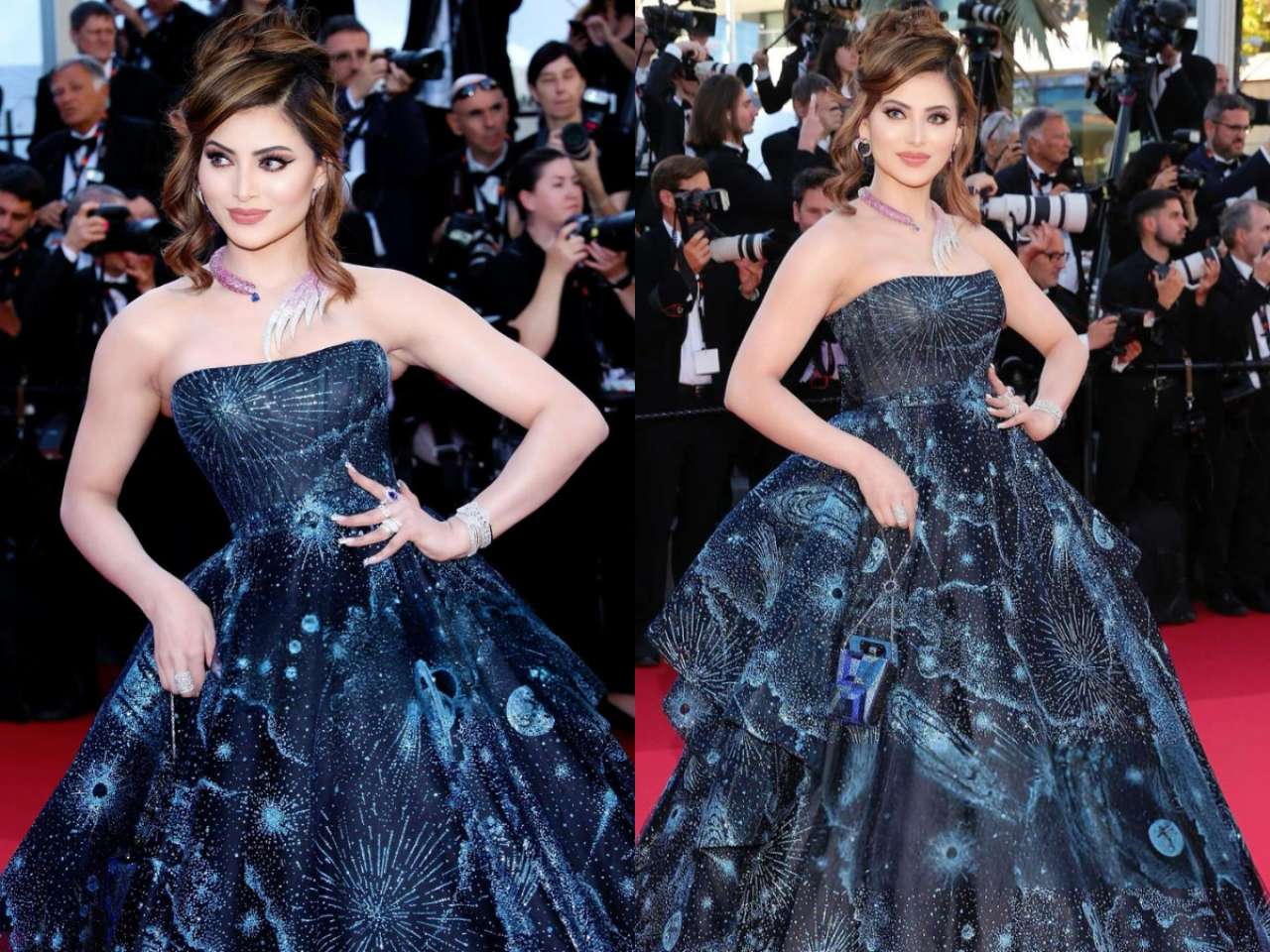 Urvashi rocked the carpet in royal blue gown