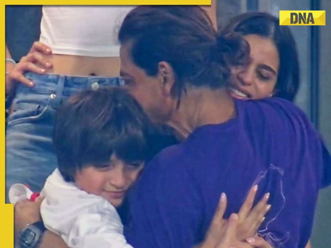 Shah Rukh Khan hugs crying Suhana, celebrates with AbRam, Aryan as KKR