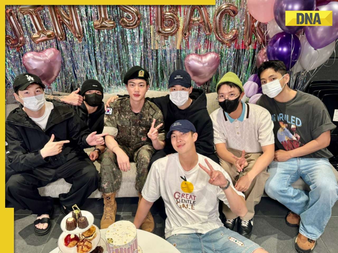 BTS' Jin poses with Jungkook, RM, V, Suga, Jimin, J-Hope after military discharge; reunion photo breaks the internet