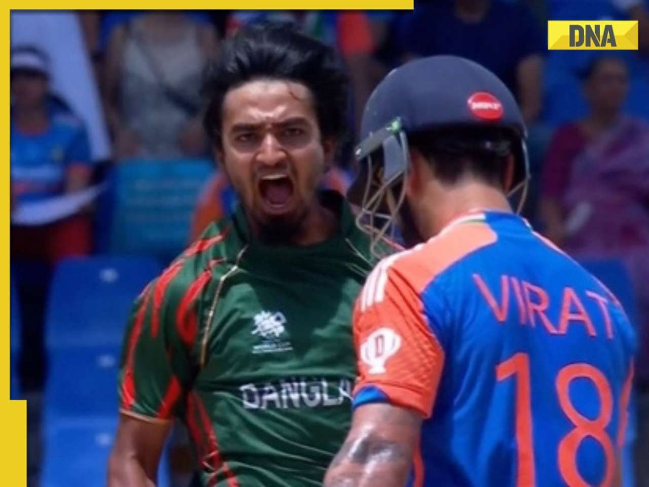 Watch: Tanzim Hasan gives aggressive send-off to Virat Kohli during IND vs BAN T20 World Cup Super 8 match