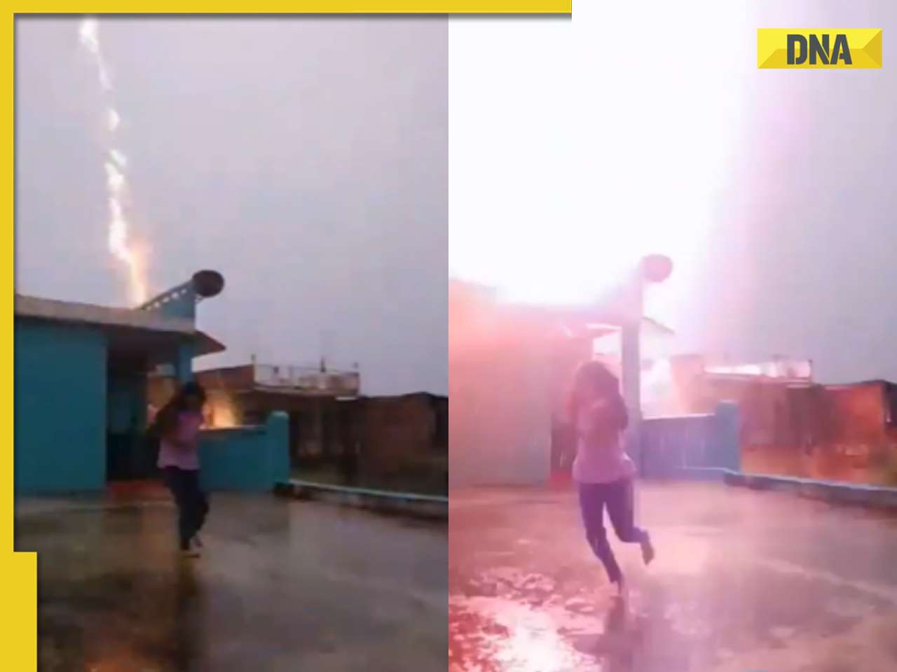 Viral video: Girl's rain dance cut short by near-miss thunderbolt, watch