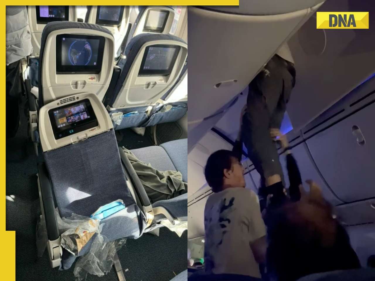 Turbulence on flight throws man into overhead bin, watch viral video