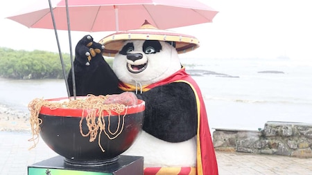 Kung Fu Panda 4's Po enjoys a hot bowl of noodles