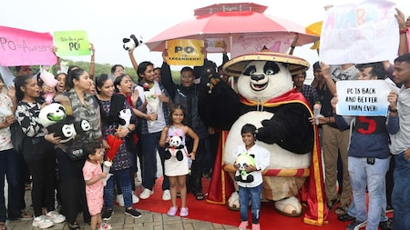 Kung Fu Panda 4's Po poses with fans