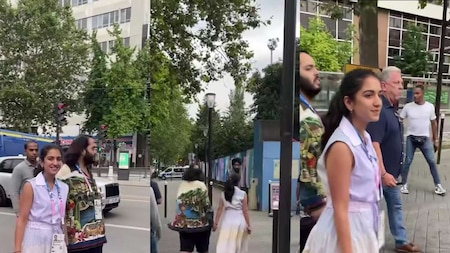 Radhika Merchant and Anant Ambani walking on the streets of Paris