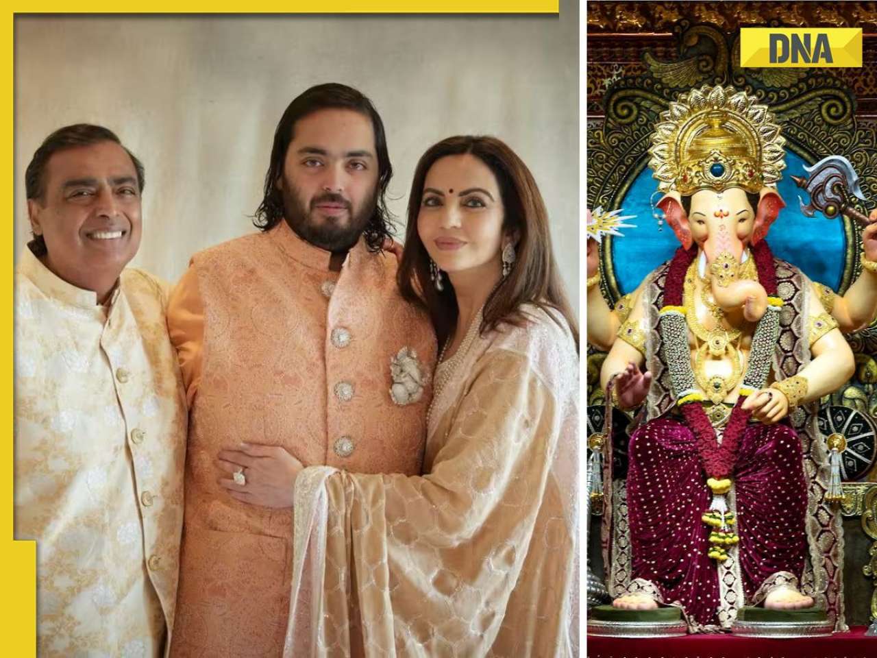 Ahead of Ganesh Chaturthi, Mukesh Ambani, Nita Ambani's son Anant Ambani donates 20-kg gold crown worth...