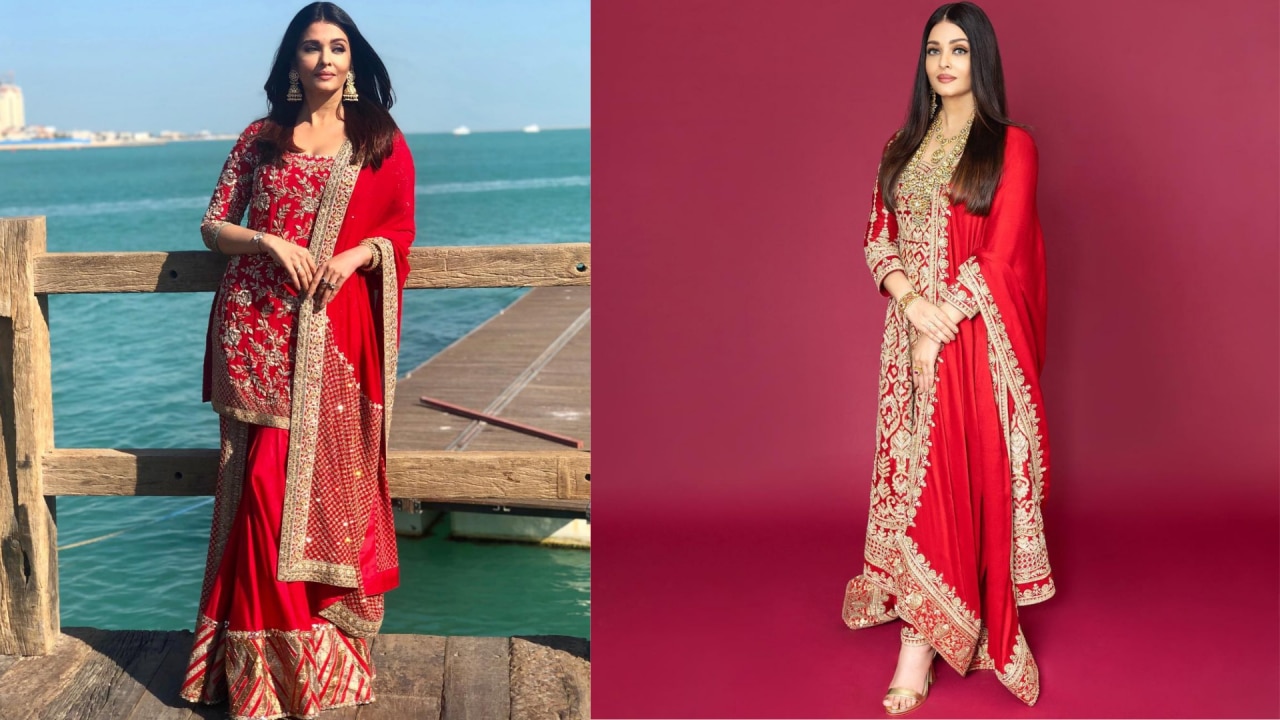 Aishwarya Rai Bachchan in red suits