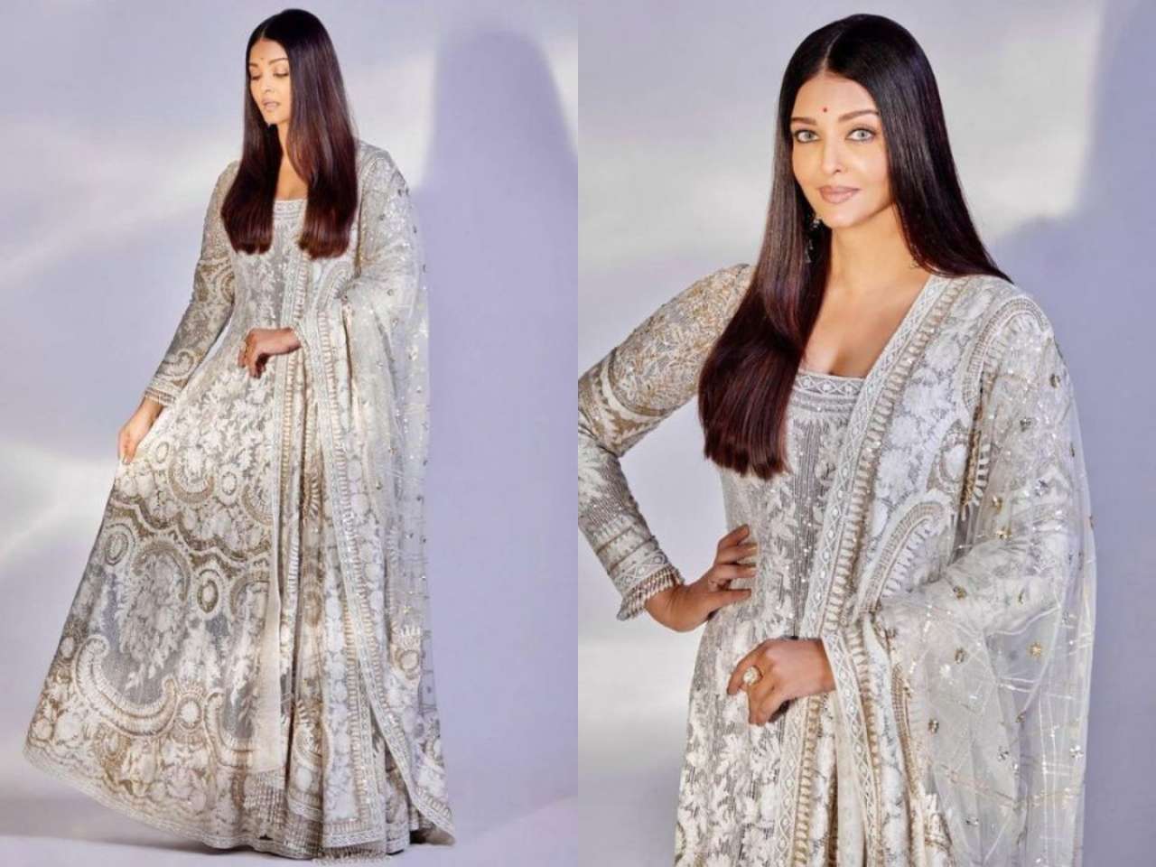 Aishwarya Rai in White Anarkali