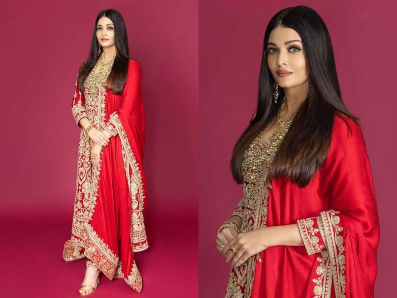 Aishwarya Rai in Crimson Anarkali