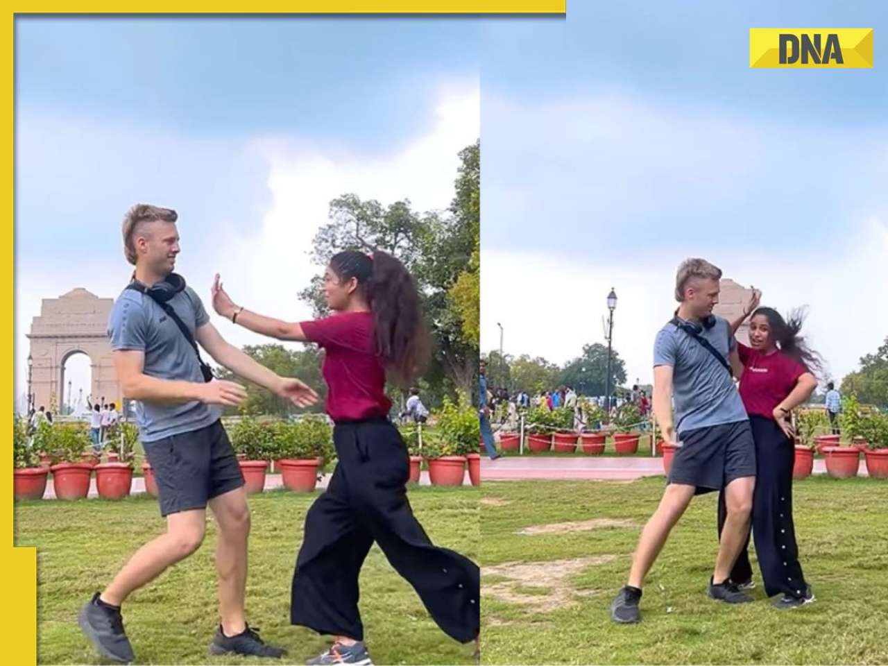 Indian girl dances with US man on Bhojpuri song in front of India Gate, VIDEO goes viral