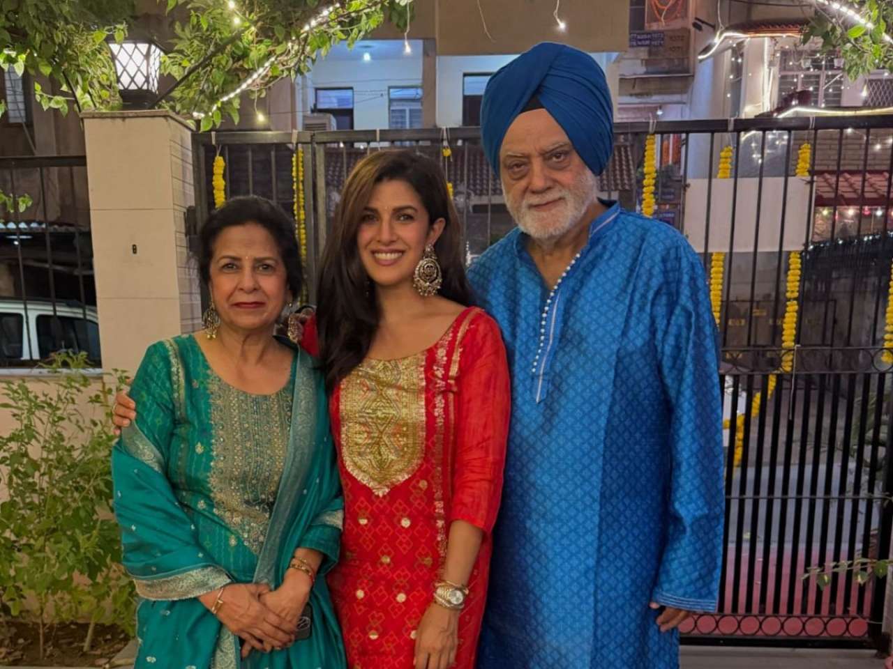 Nimrat Kaur enjoying Diwali with her family