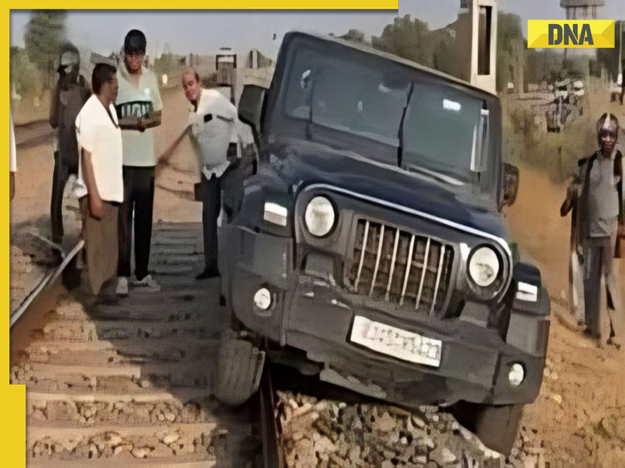 Viral video: Thar SUV gets stuck on railway track after man tries to shoot reel, watch here