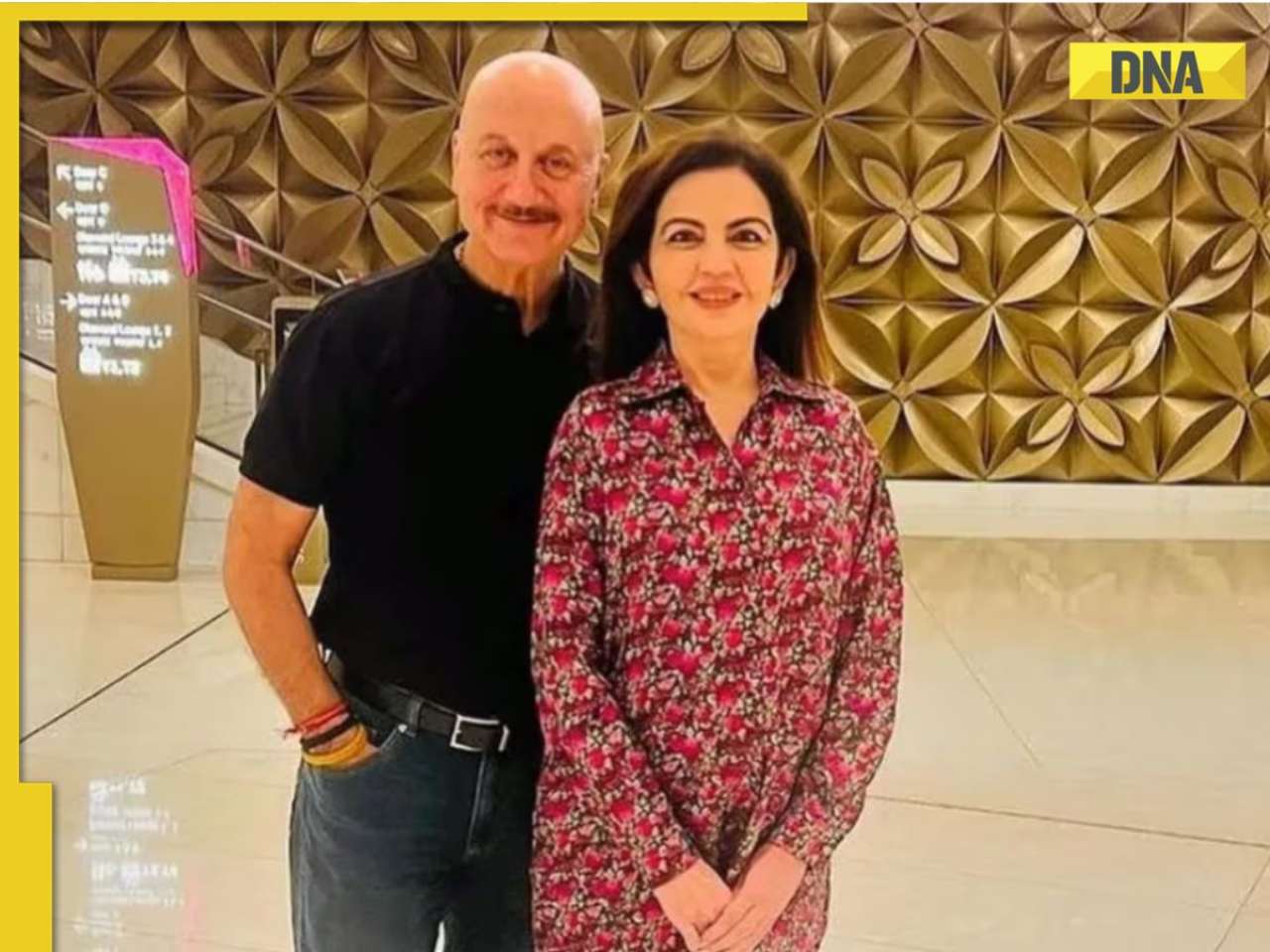 Nita Ambani stuns in floral ensemble as she poses with Anupam Kher at NMACC 