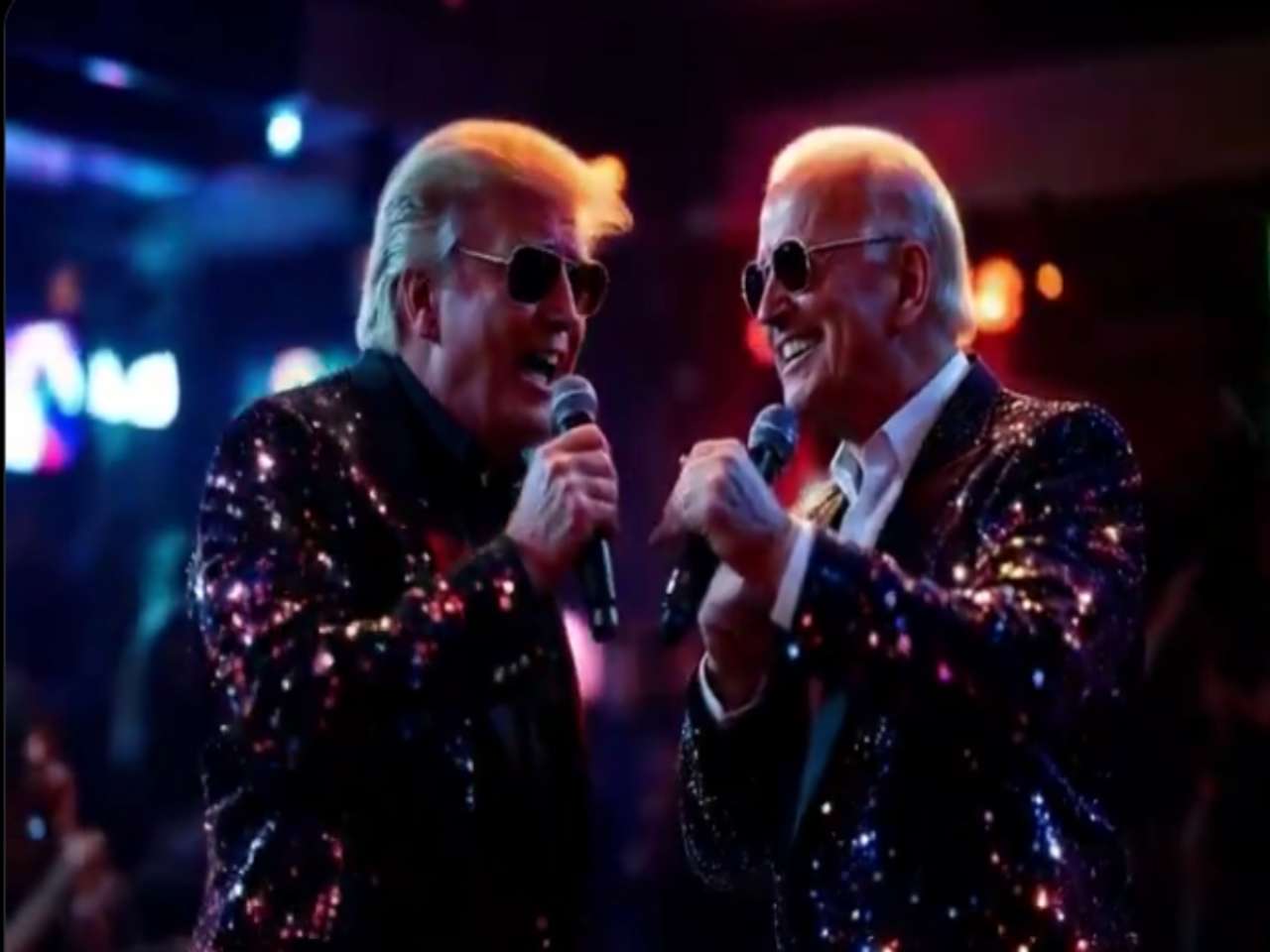 Donald Trump and Joe Biden singing together