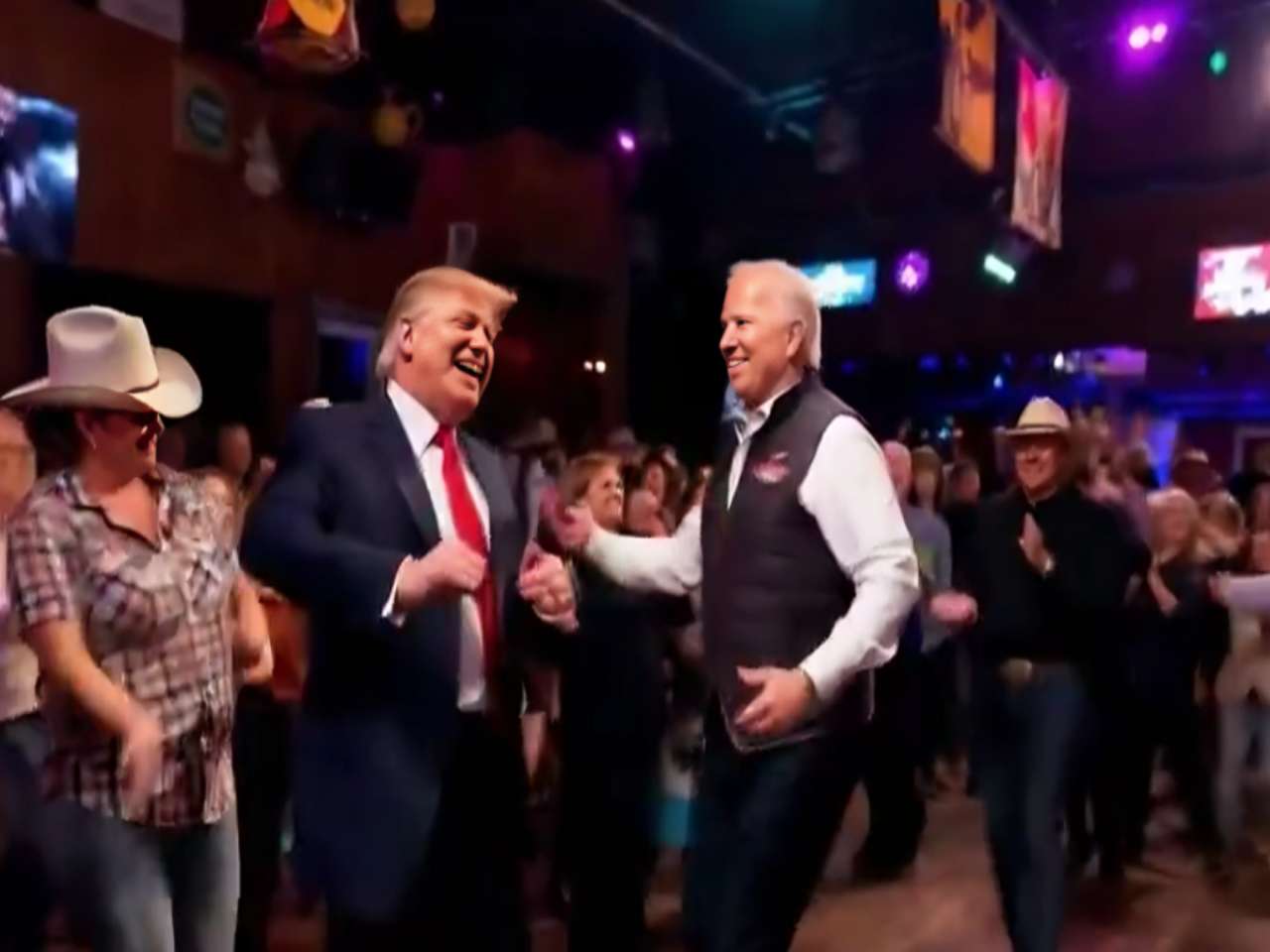 Donald Trump and Joe Biden dancing together