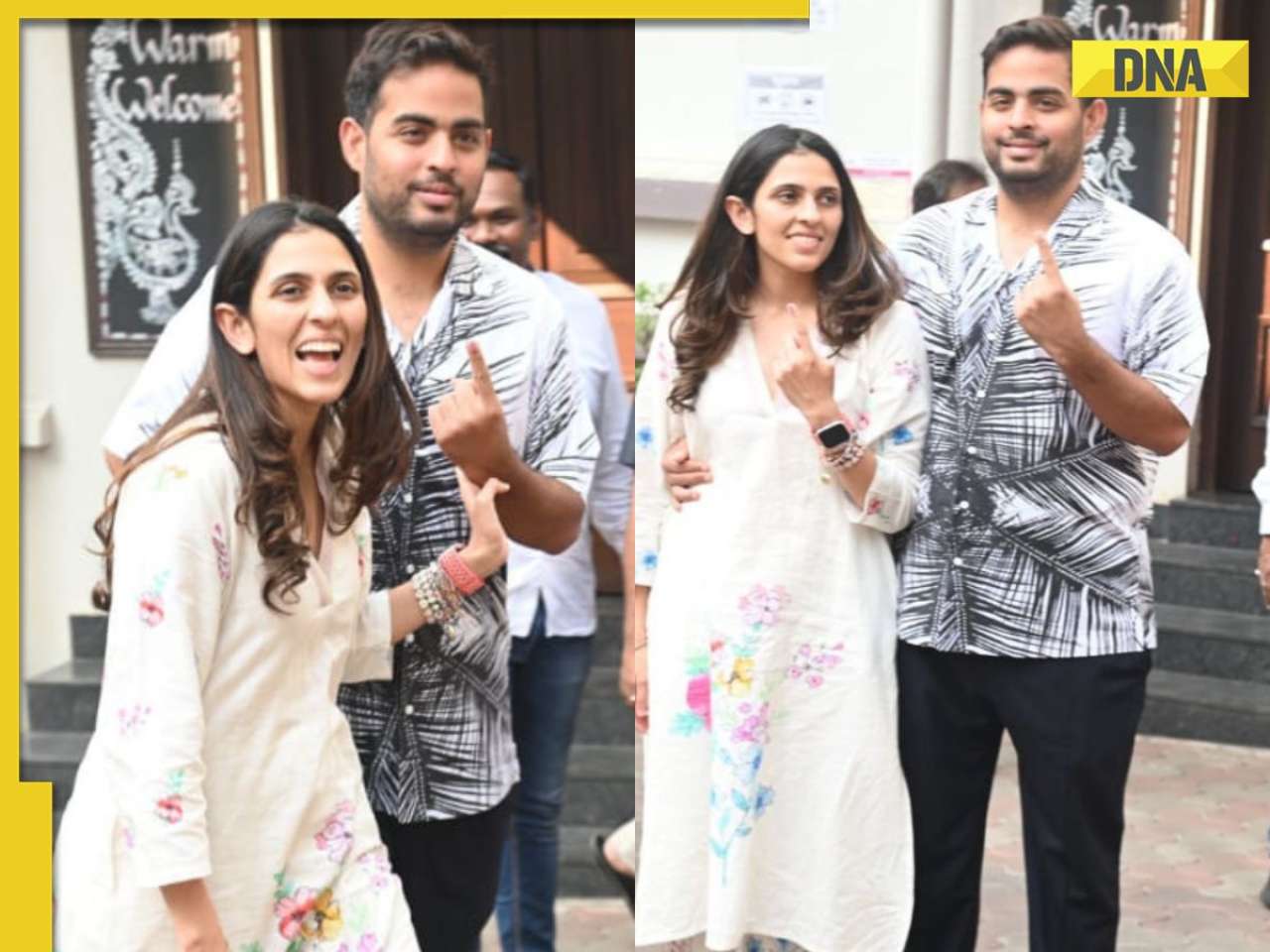 Shloka Mehta looks stunning in white floral kurta as she clicked with Akash Ambani, it costs Rs....