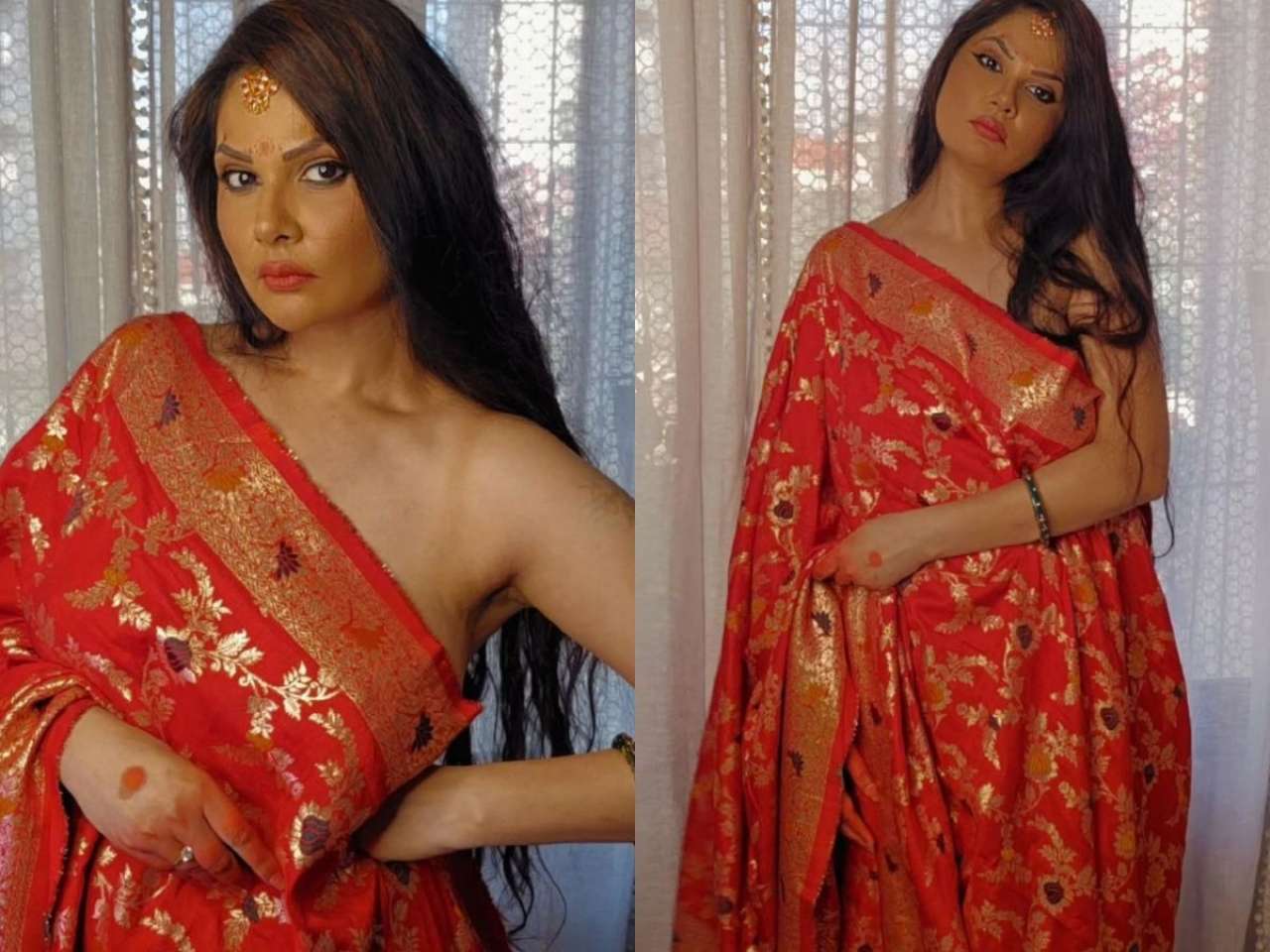 Aabha Paul blouseless saree turns up the heat