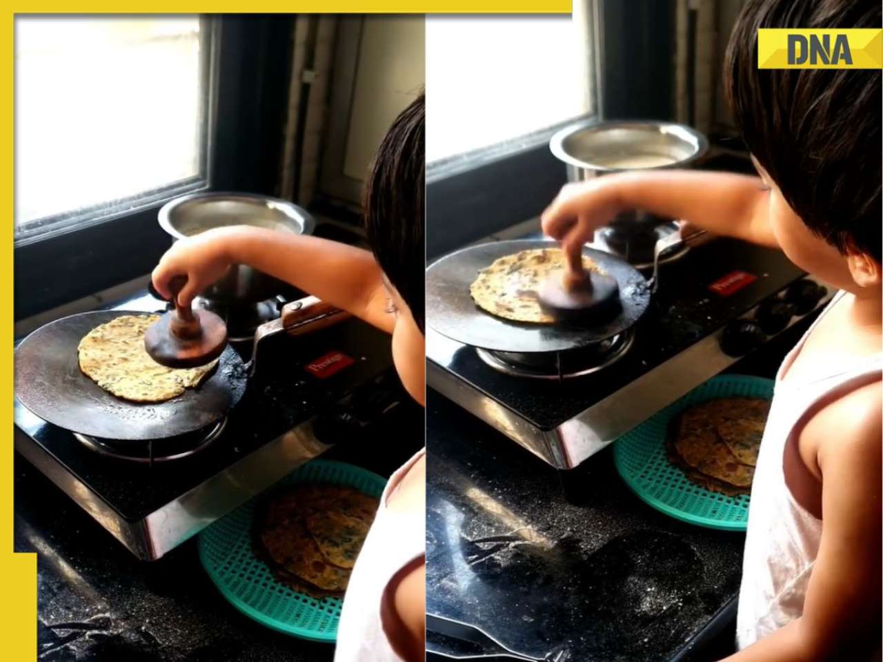 5-year-old daughter makes paranthas in kitchen, mother gives parenting lessons, video goes viral 