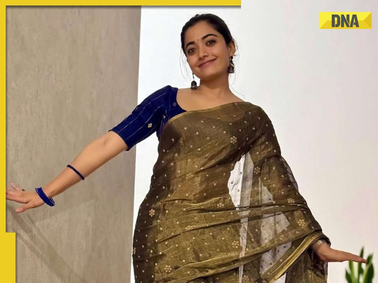 Rashmika Mandanna stuns in a mehendi green saree; See pics