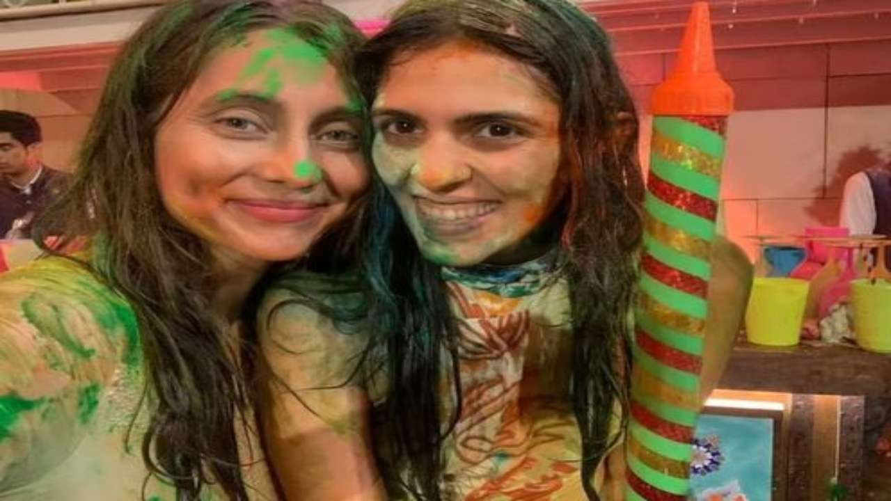 Shloka, Isha drenched in Holi colours