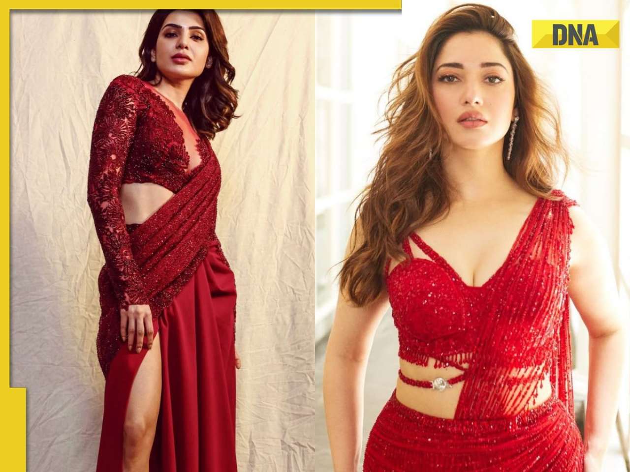 Who Wore It Better? Tamannaah Bhatia vs Samantha Ruth Prabhu in a red slit-cut saree