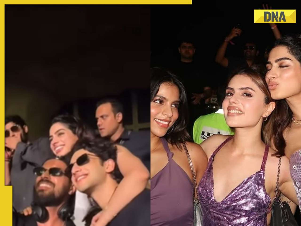 Khushi Kapoor with rumoured boyfriend Vedang Raina and Suhana Khan party in style