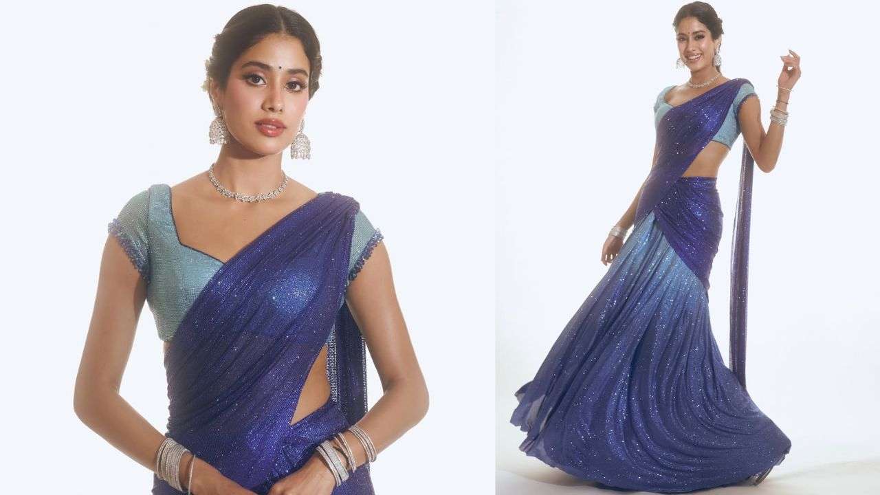 Shimmery blue saree
