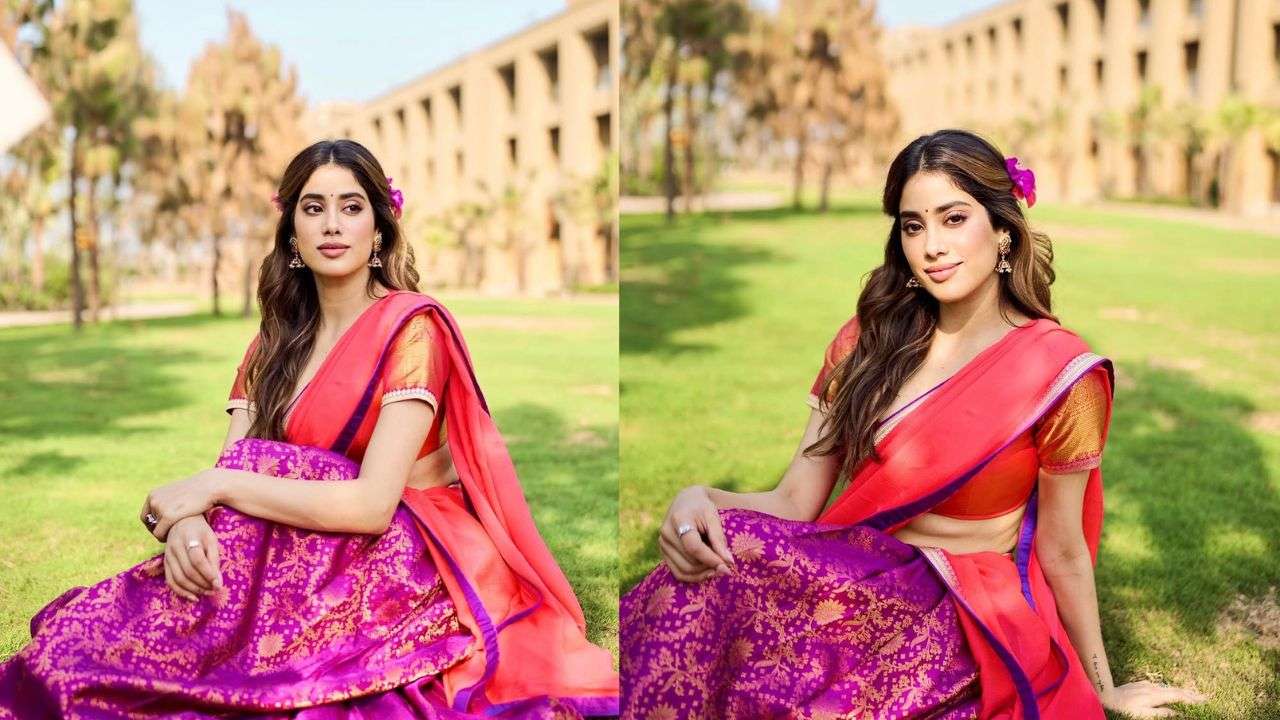Bright red and purple saree