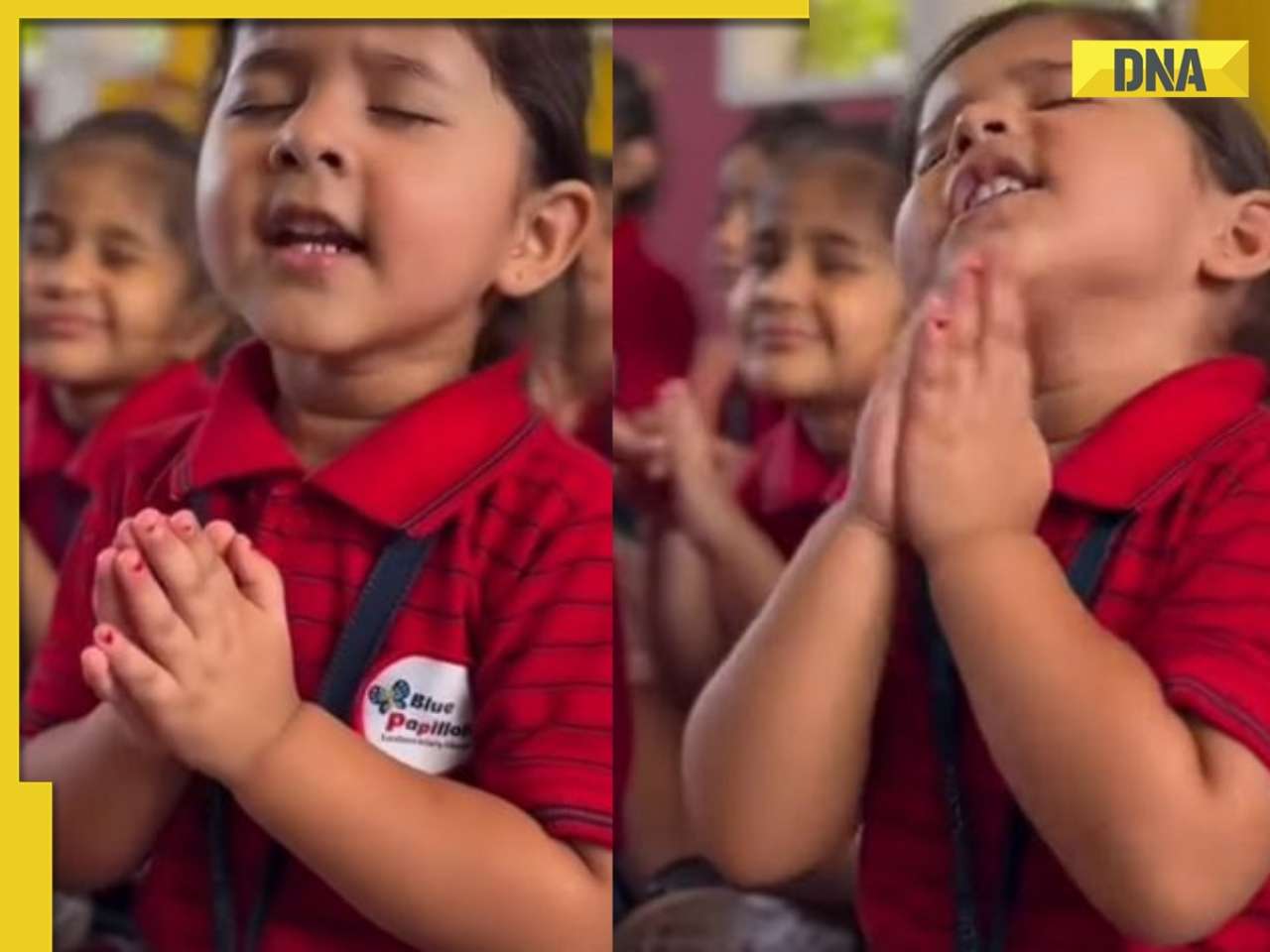 Viral Video: Little girl sings 'Itni Shakti' with pure dedication during school assembly, netizens react