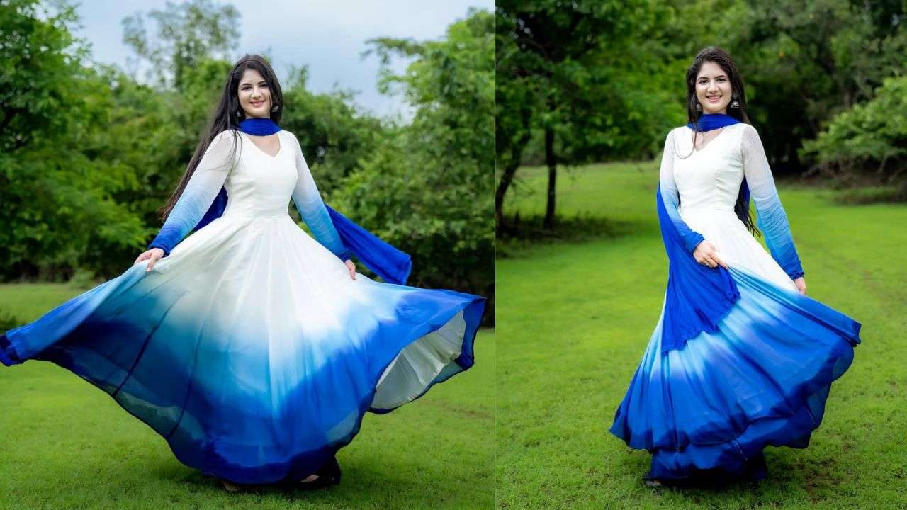 Blue ombre anarkali look