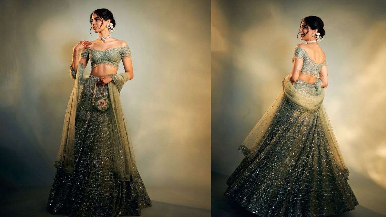 Khushi Kapoor pastel green lehenga