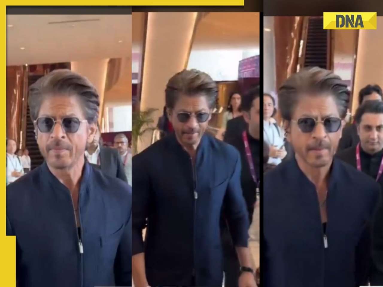 Shah Rukh Khan looks dapper in navy jacket and trousers with statement diamond hoops at WAVES 2025