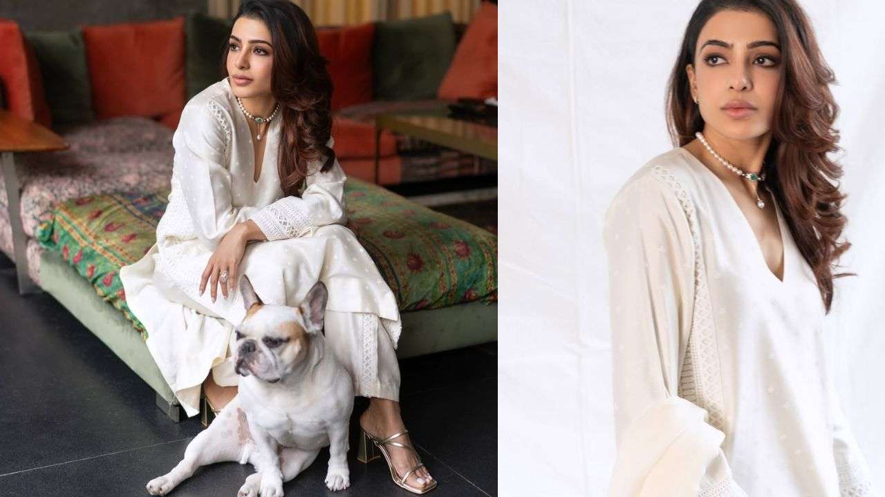 Candid moment with her dog