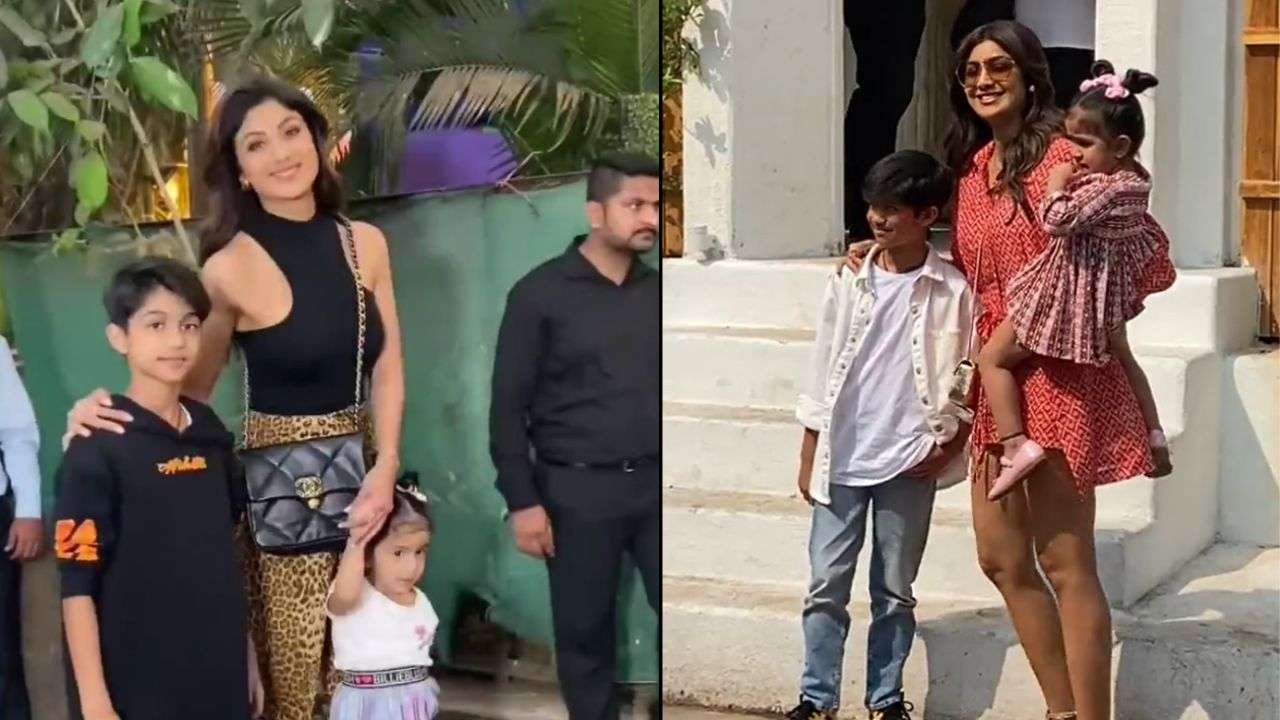 Shilpa Shetty Kundra with her kids