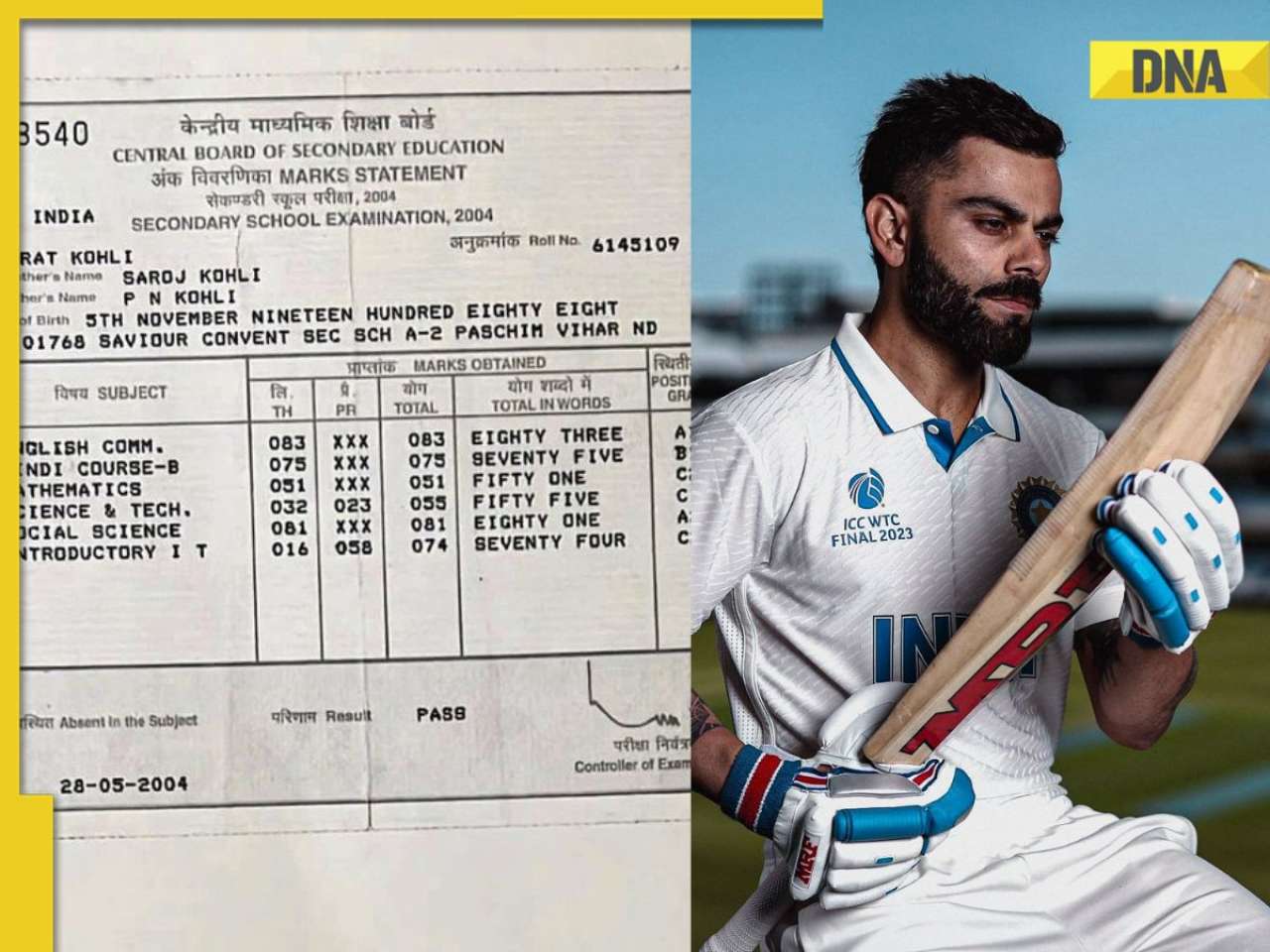 Virat Kohli’s viral CBSE class 10th marksheet shared with a special message, check his highest scores 
