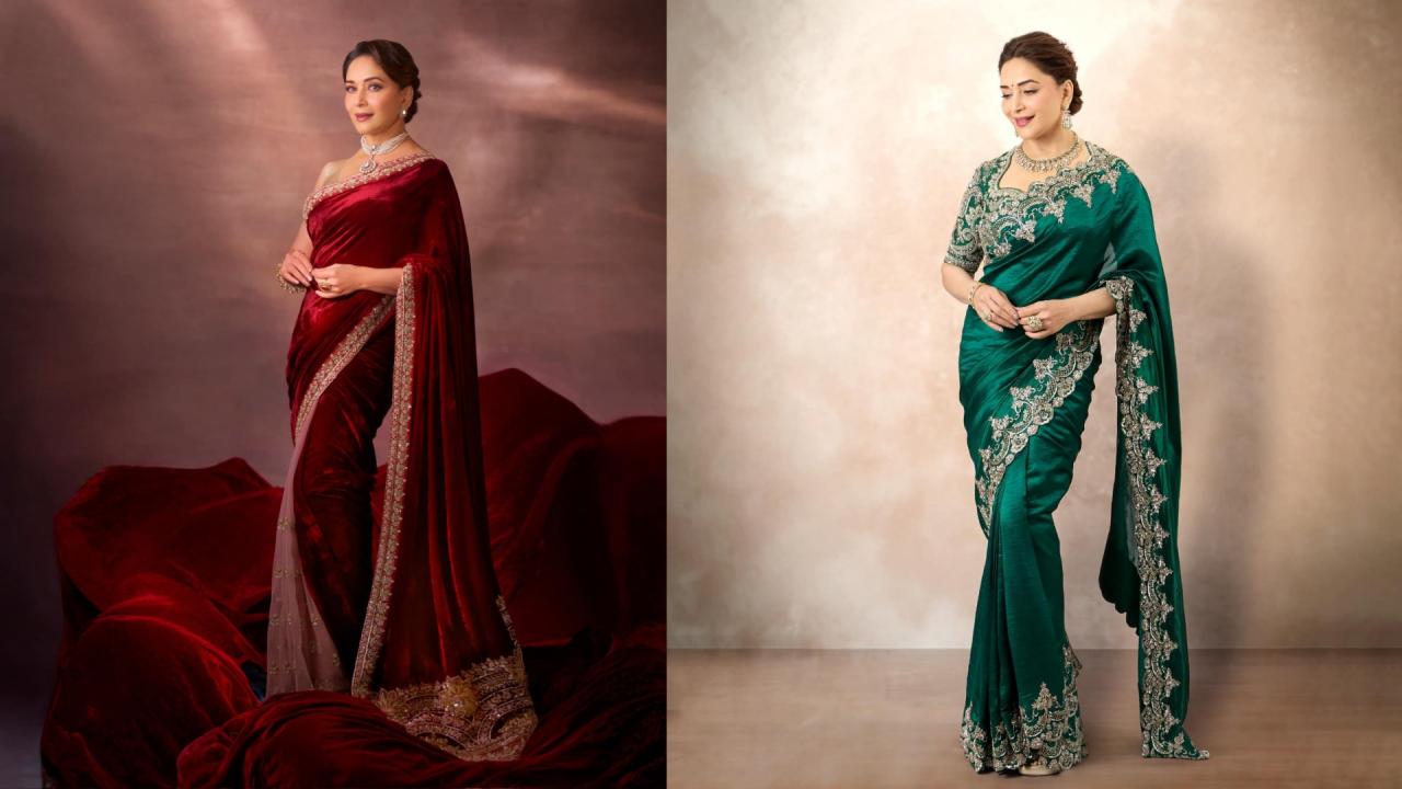 Madhuri Dixit sarees for wedding functions 