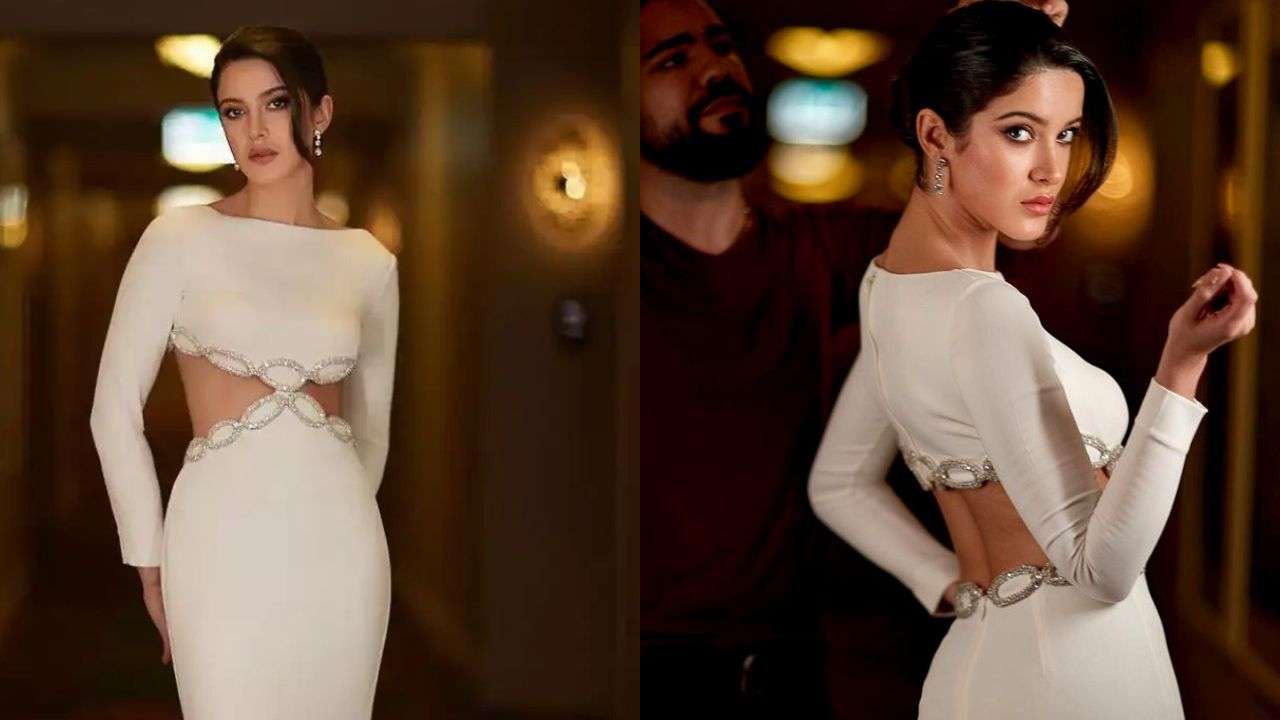 Shanaya looks elegant in White Maison Valentino Cut-Out Dress