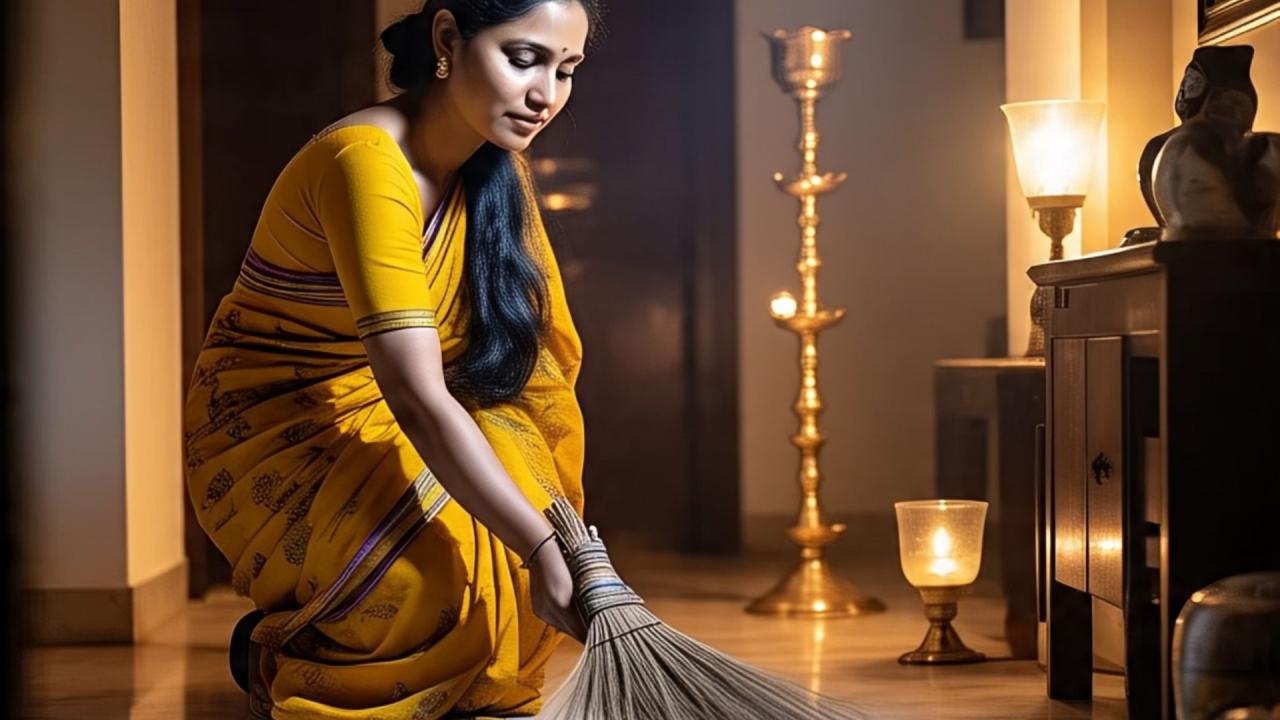 रात में झाड़ू लगाना