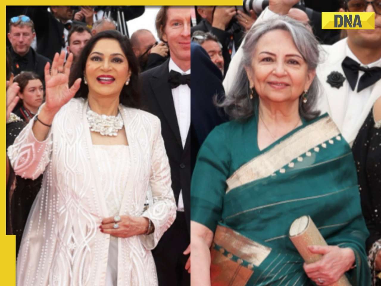Cannes 2025: Sharmila Tagore walks the red carpet in green saree, Simi Garewal stuns in ivory outfit, watch