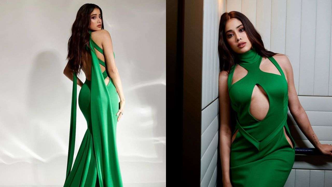 Janhvi Kapoor at GQ Awards in Marc Bouwer Green Satin Gown