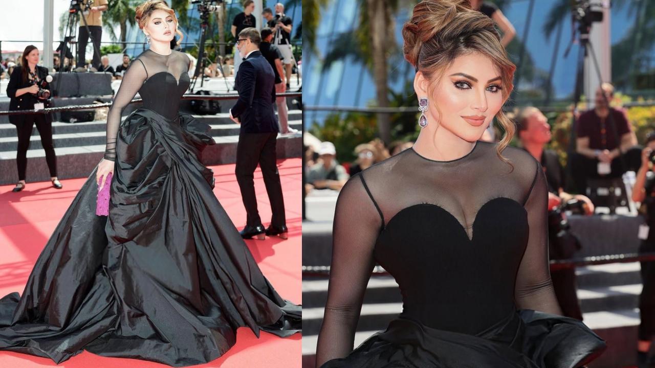 Fans spot tear in Urvashi black gown 