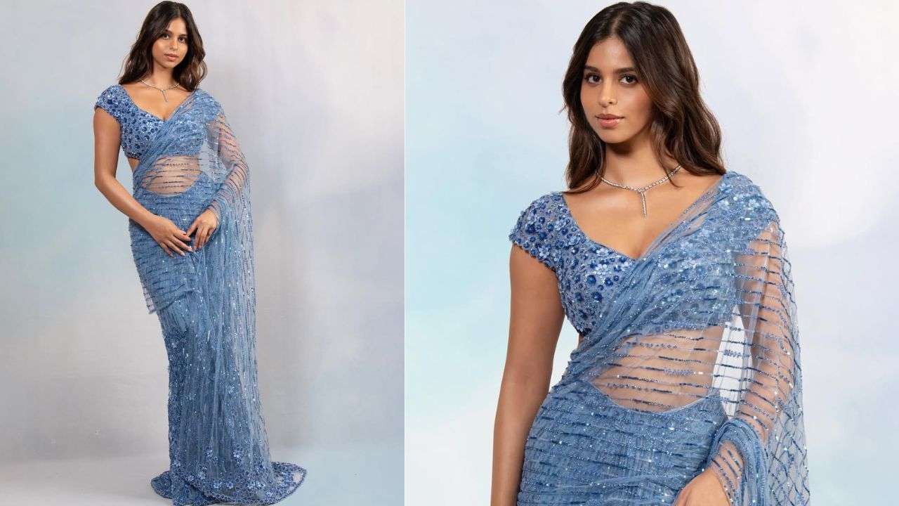 Sparkly in blue saree
