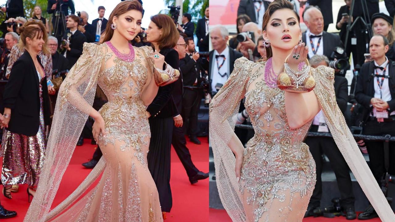 Urvashi walked red carpet in embellished golden