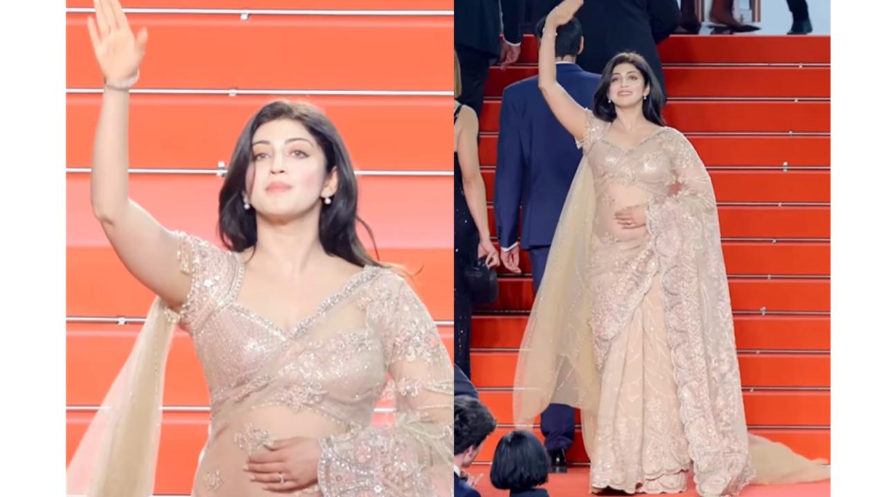 Pranitha Subhash saree look in Cannes